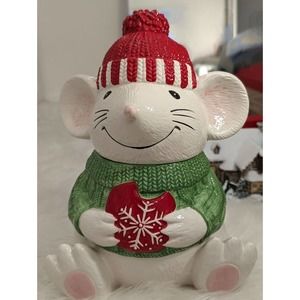 Homeworx Christmas Mouse Cookie Jar MINT | RARE FIND | SUPER CUTE